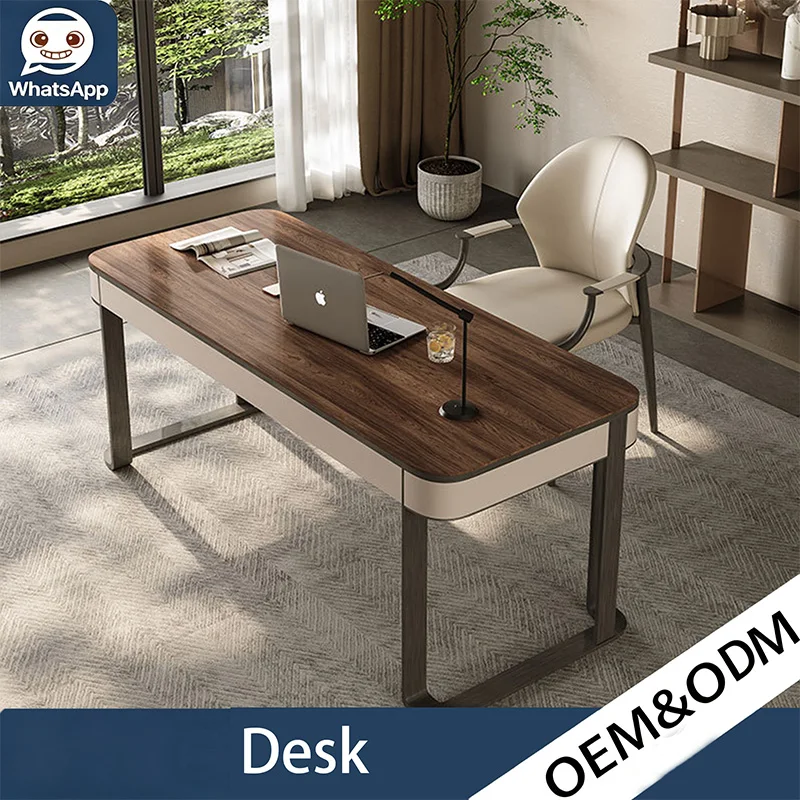 Modern Luxury Solid Wood Study Desk, New North American Black Walnut Office Table Italian Minimalist Household Writing Desk