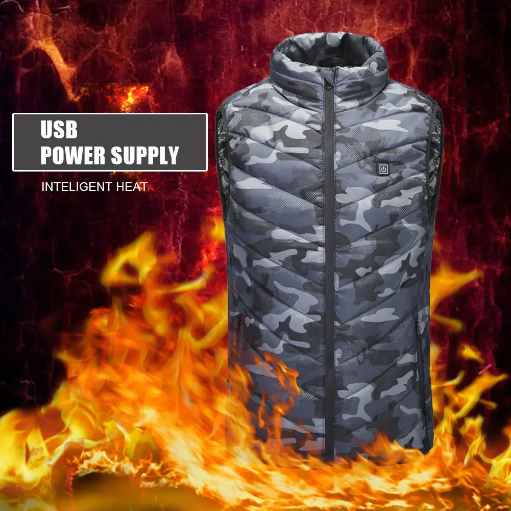 4-Zone Heating Camouflage Vest Usb Charging Thermal Insulation Heating Suit Three-Speed Thermostat Heating Vestoutdoor Men Women