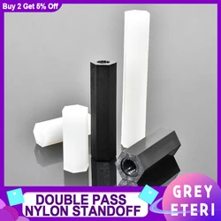 M4 M5 M6 White and Black Double Pass Nylon Hex-agon Spacer Standoff Female Column Double Pass Plastic Hex Long Spacing Screws