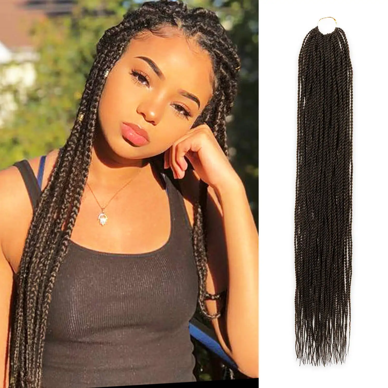 3S HAVANA BOX BRAID Per confezione scatola di colori da 24 pollici treccia Per capelli all'uncinetto, capelli sintetici lisci Pre-loop (1 confezione * 20 fili, #4