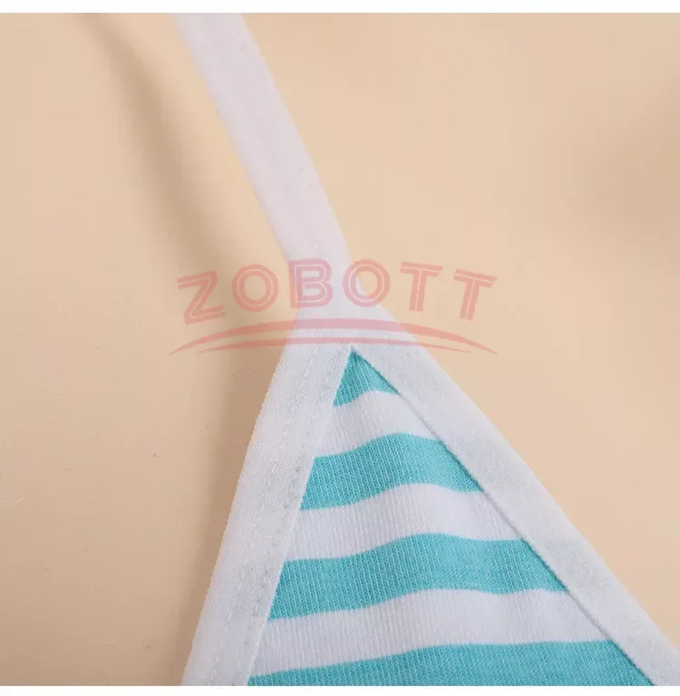 Anime Miku Kawaii Mini Bikini Cosplay Blue White Striped Micro Bikini 2019 Swimming Suit for Women Tie Side Swimsuit Set