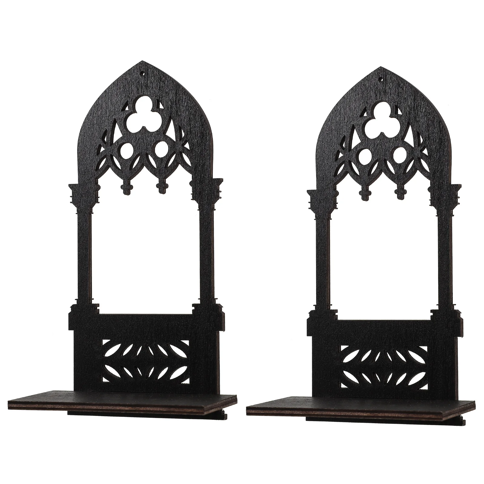 

1Pair Gothic Holder Black Retro Design Flame Resistant Base for Desktop Church Pub Coffee Shop Ktv Restaurant Decorative