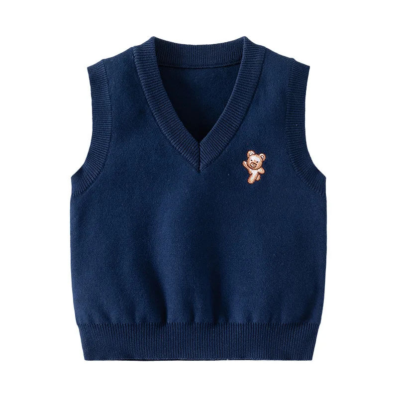 Autumn Winter Boy Vest Kint Argyle Sweater 2-Piece Set V-Neck Knitted Vest Preppy School Outfit for Kids Toddler Elegant Clothes