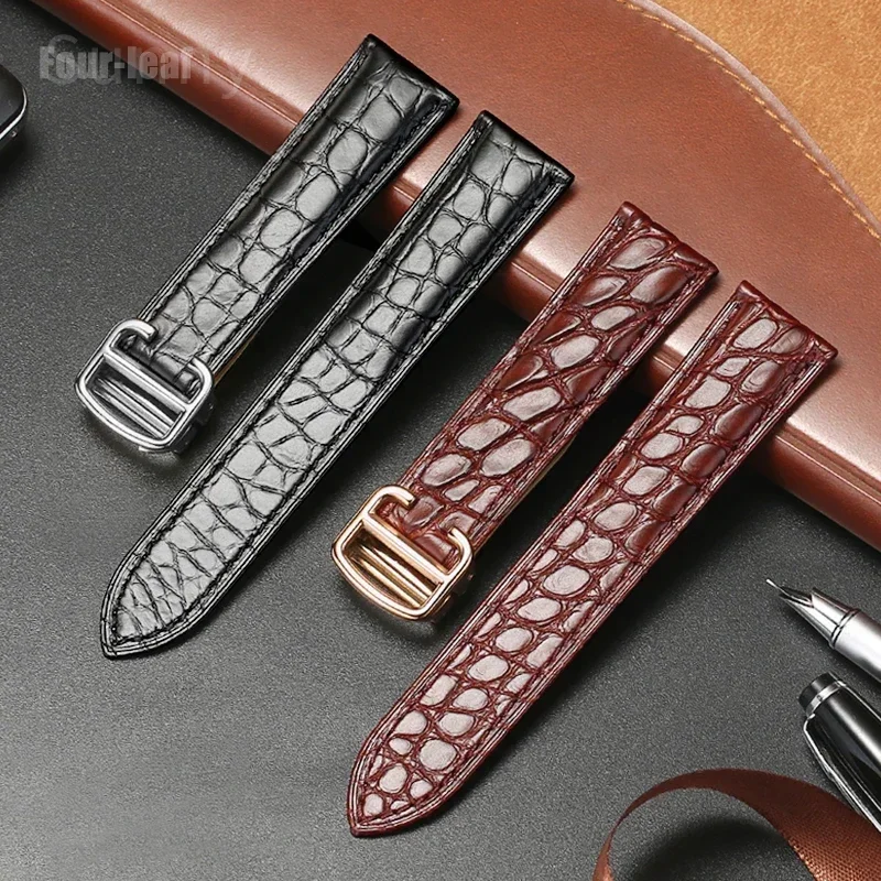 Crocodile Leather Watch Strap for Cartier Tank Female London Solo Waterproof and Sweat-proof Soft Comfortable Watch Band view 2