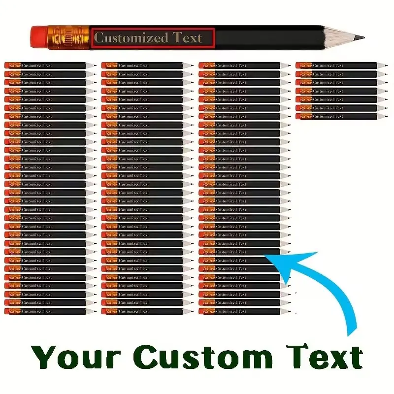 12Pcs/24Pcs/48Pcs/96Pcs Personalized Engraved Golf Short Pencils, with Name Text, Mini Hb Wooden Half-Pencils with Eraser, Pre-Sharpened, Bulk Pack, Suitable for Campus, Weddings, Golf Scoring, Party Favors