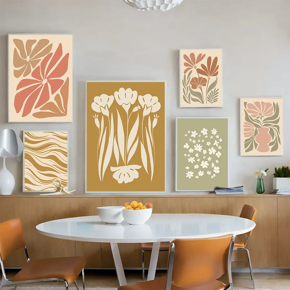 Multi-size 1PC frameless high-definition decorative paintings,1pc Flower Market Print, Boho Printable Art, Abstract Botanical, F