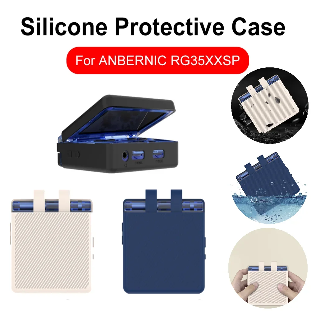 For ANBERNIC RG35XXSP Silicone Protective Case Shockproof Dustproof Anti-Scratch Full Body Protection Cover for Handheld Game