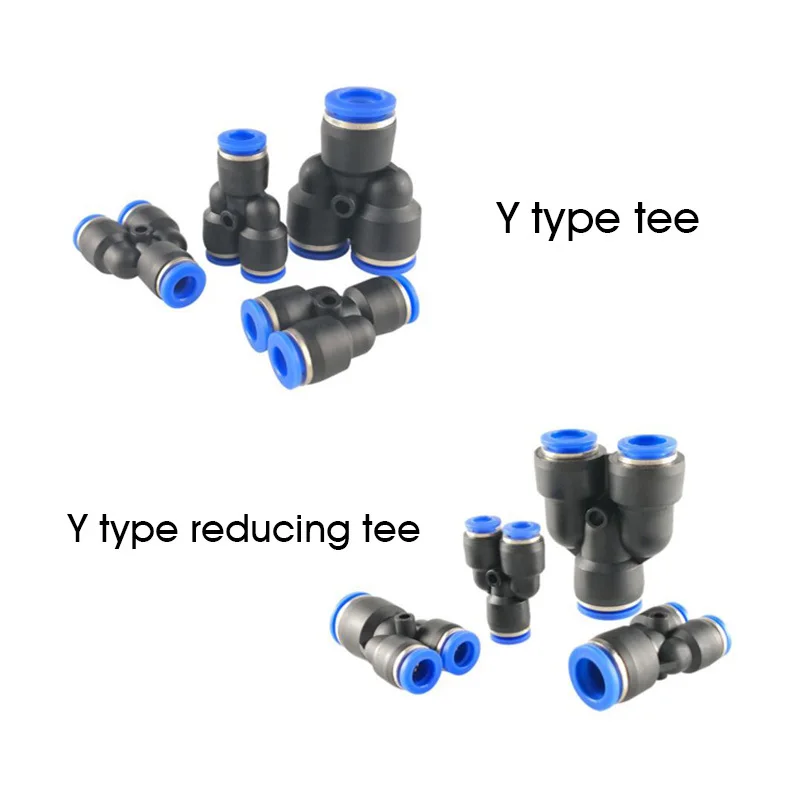 Pneumatic Fitting Air Connector Tube Quick Fittings Pipe Water Push In Hose Y Type Tee Three Way 4-16mm PY PW Plastic Connectors