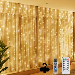 3M LED Fairy Curtain Garland USB String Lights Room Home Window Decor with Remote 2023 Christmas Wedding 2022 Holiday Decoration