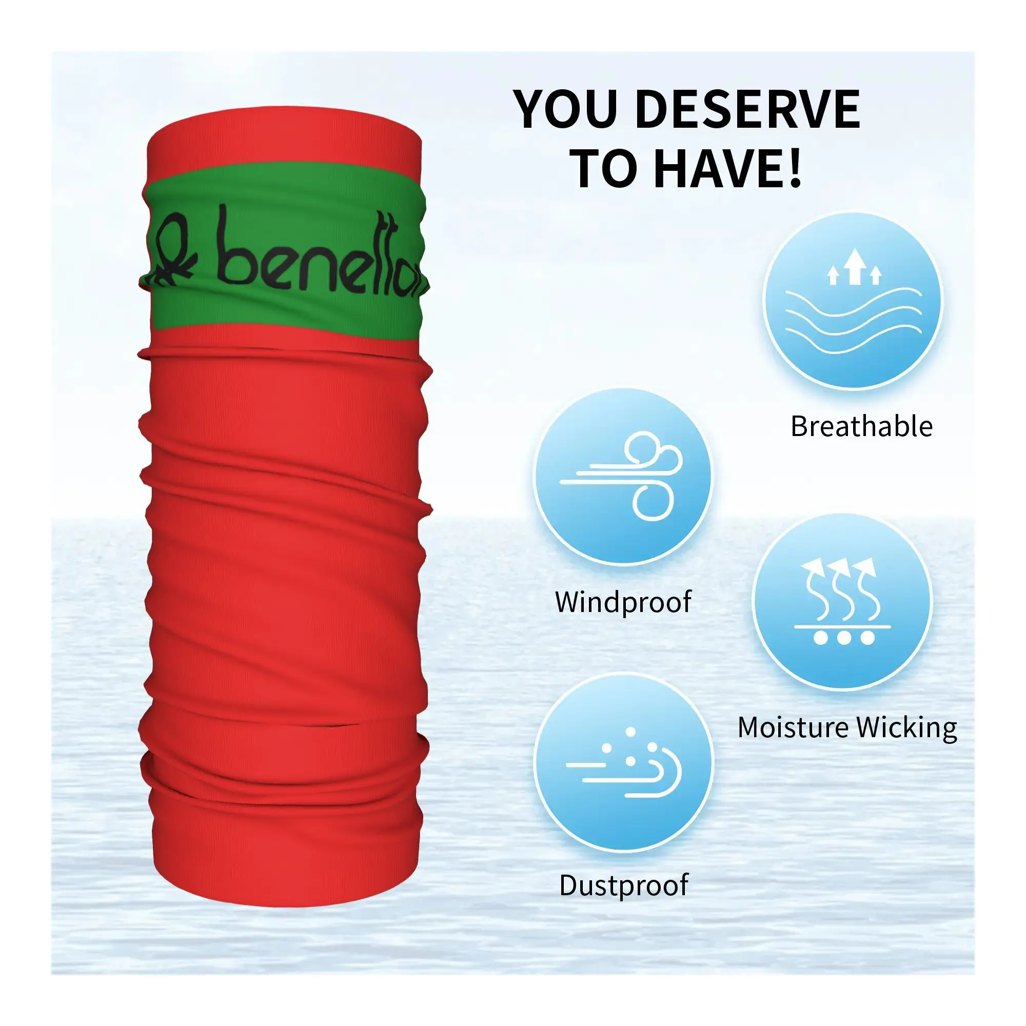 United Colors of Benetton Bandana 넥 커버 프린트 랩 스카프 다기능 사이클링 스카프 하이킹 낚시 남여 성인 겨울