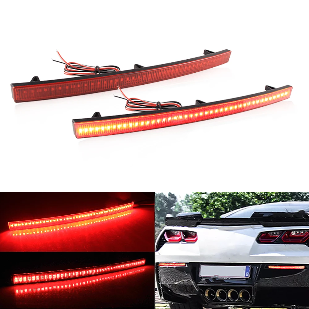 

2×LED Rear Brake Light Bumper Reflector Signal Lamp Taillight Fog Lamps for Chevrolet Corvette C7 2014-2019 Red Car Accessories