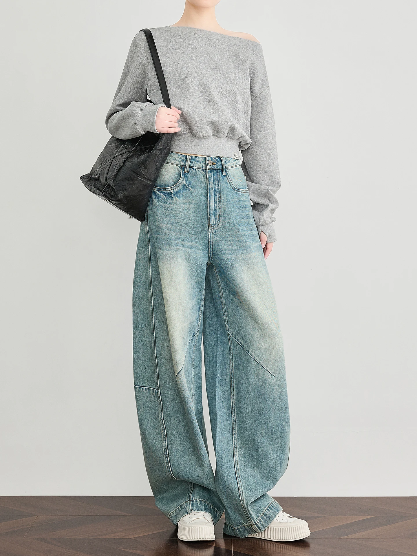 

High Waist Wide Leg Blue Denim Jeans Women's Slimming Knife Cotton Retro Street Sle Casual Comfortable Waed Fini