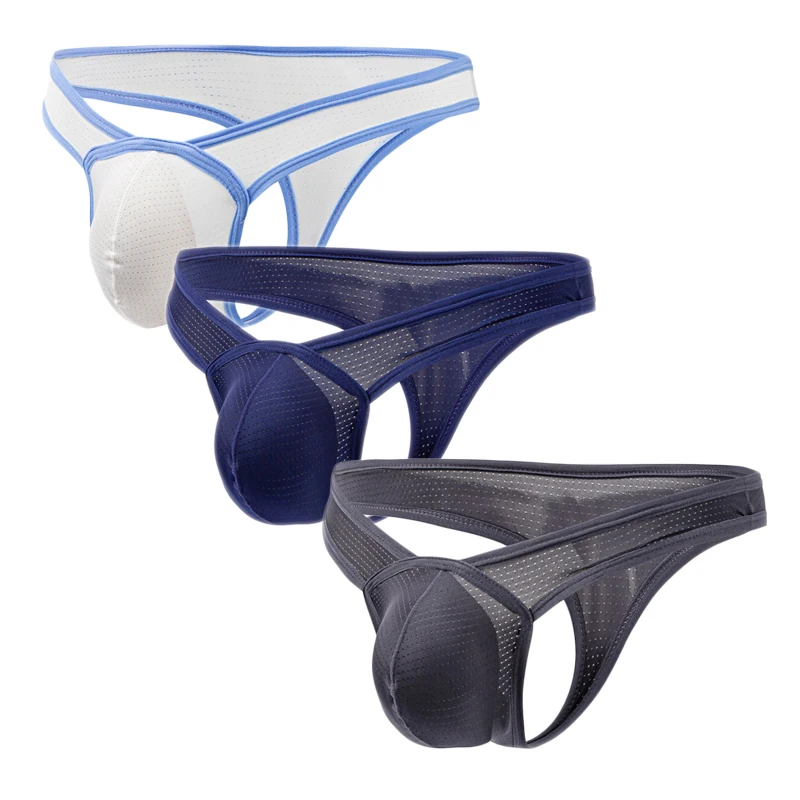 

3 шт., мужские стринги, нижнее белье, стринги, мягкие сексуальные сетчатые дышащие трусы с низкой талией, трусы-бикини, бандаж, мужское нижнее белье