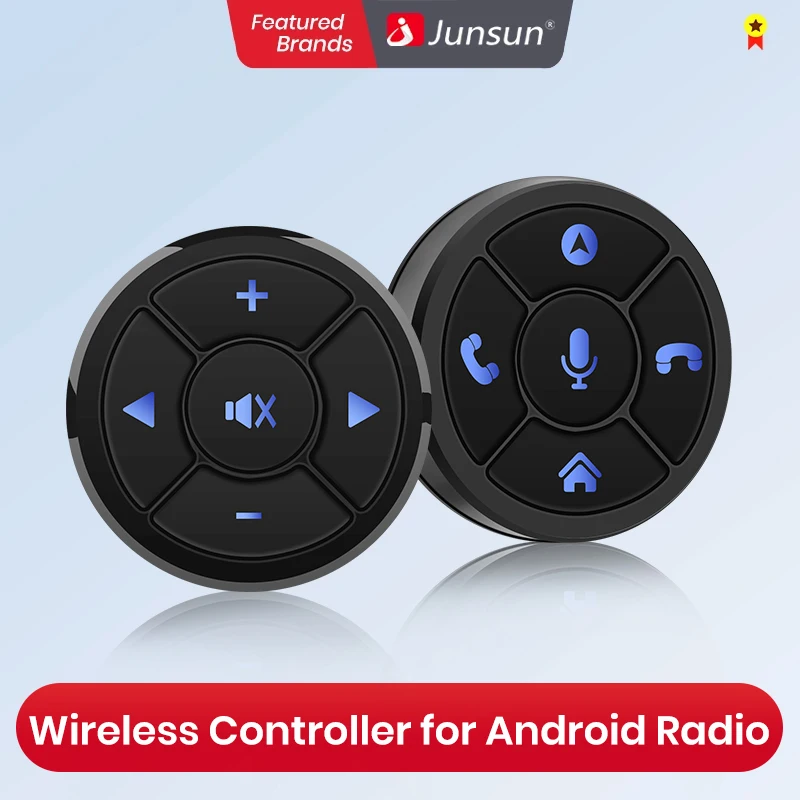 Junsun Universal Car Wireless Steering Wheel Control Button for for Android Car Radio 8 Key Functions Cup Shape With LED Light