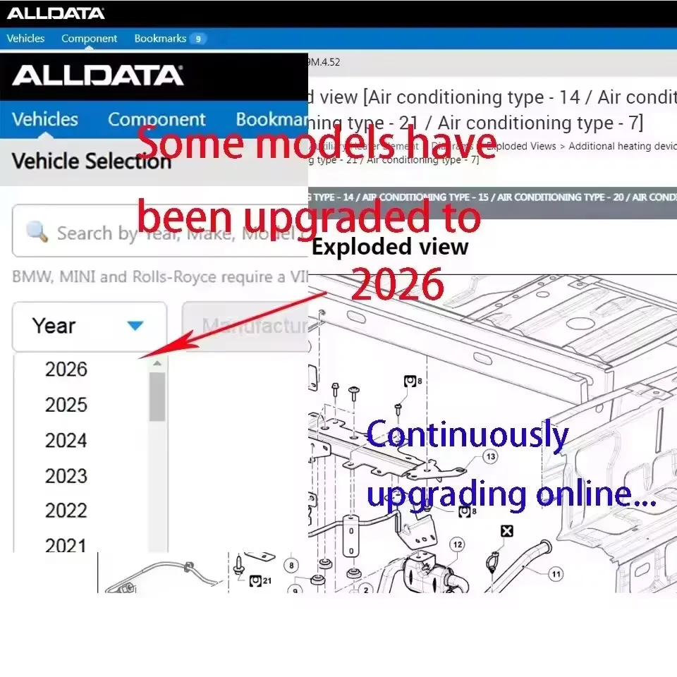 2025 لبيانات السيارات، برنامج إصلاح ورشة عمل الحساب عبر الإنترنت Alldata، جميع البيانات Haynes يدعم تسجيل الدخول عبر الهاتف المحمول/الكمبيوتر الشخصي، العمل المستقر