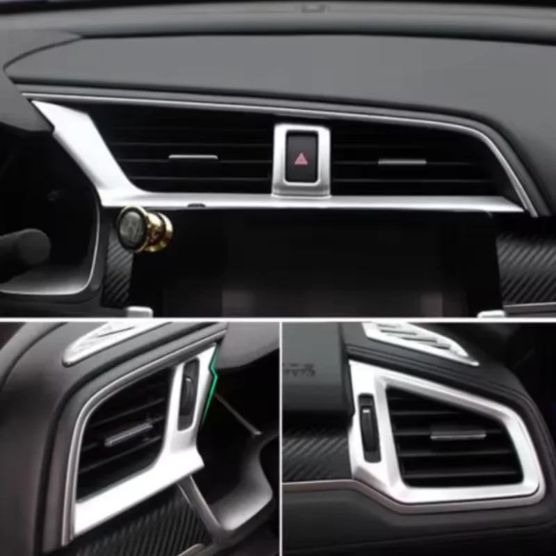 

LHD Car Dashboard Air Vent Cover Trim For Honda Civic 10th 2016 - 2021 Carbon Fiber Look Decoration Accessories