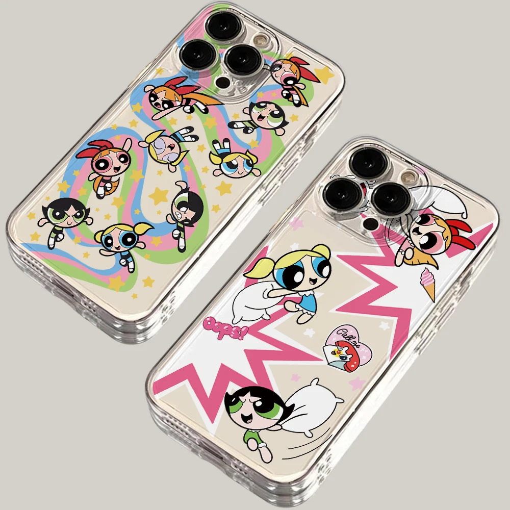 Чехол для телефона Cool Girl P-Powerpuffs для iPhone 17 Air 16 15 14 Plus 13 12 11 Pro Max X Xs XR 8, мягкий прозрачный чехол из ТПУ