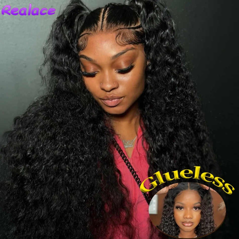 

Glueless Wig Human Hair Ready To Wear Water Wave Curly Lace Frontal Human Hair Wigs For Women Pre Cut 4X4 5X5 Lace Closure Wigs