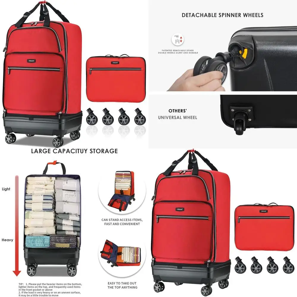 

Expandable Foldable Rolling Duffel Bag with Detachable Wheels, 24-28, Red