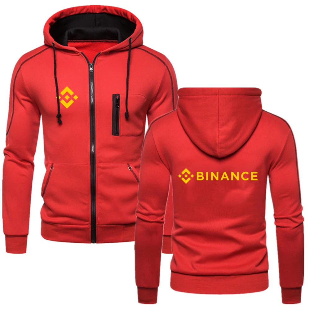 

2025 Spring Autumn Man's Outdoor Solid Color Coat BINANCE CRYPTO Logo Print Hooded Sweatshirt Hoodies Classic Handsome Jacket