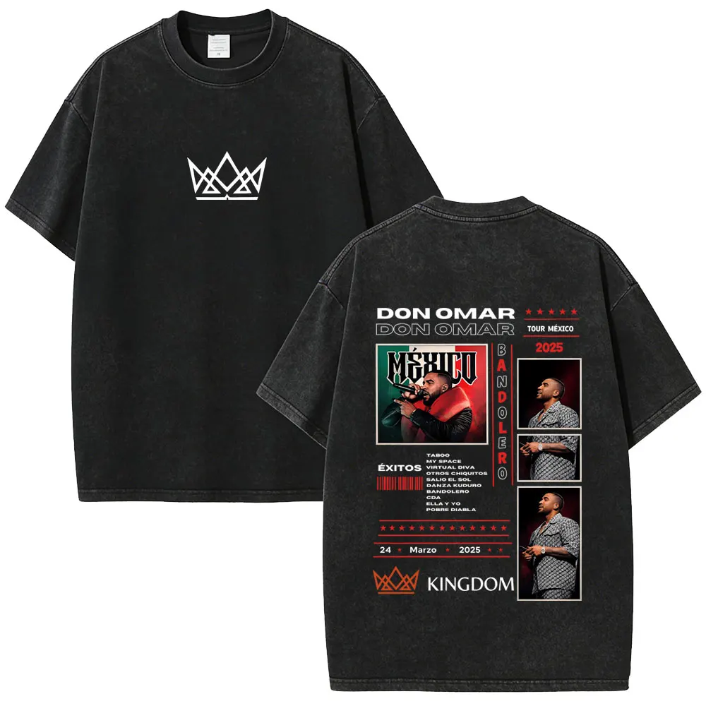 

Washed Vintage Reggaeton Legend Don Omar Tour 2026 T-shirt Men Retro Gothic Rock T Shirts Men's Casual Cotton Oversized T-shirts