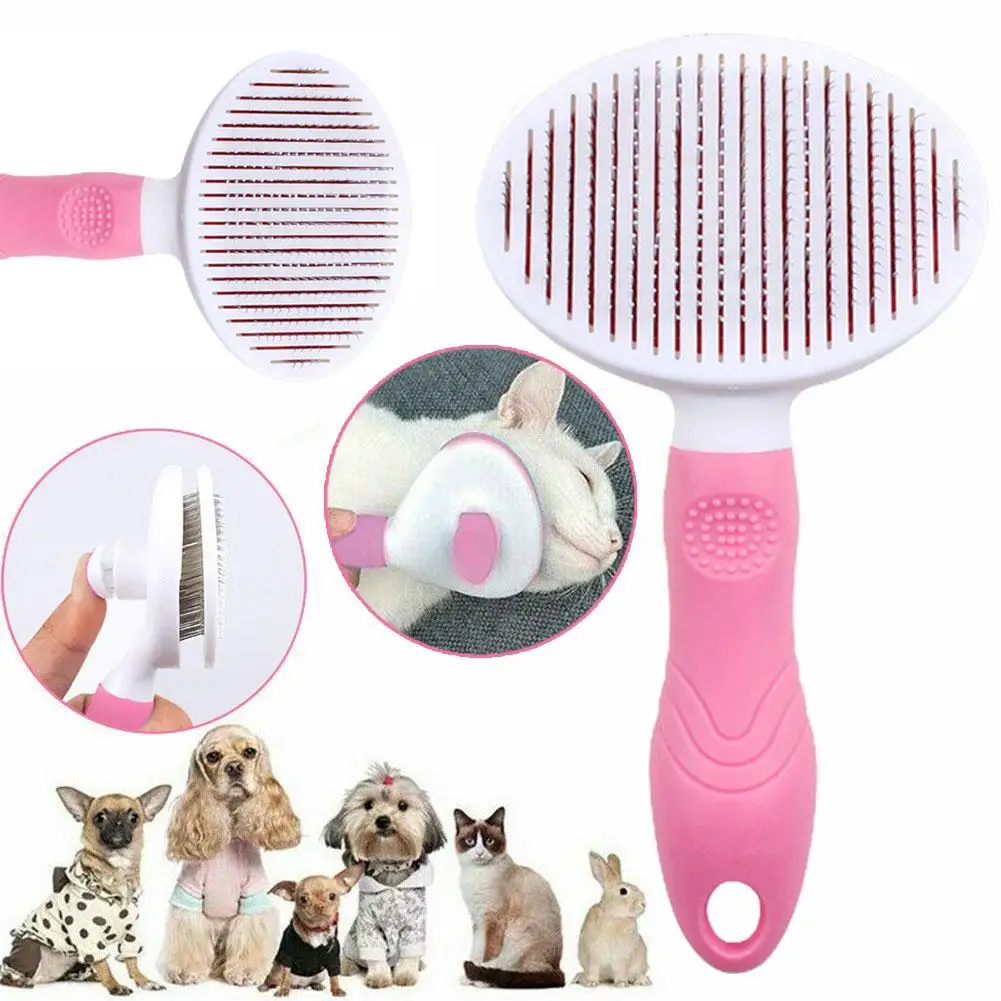 Cat Brush Self Cleaning Pets Bathing Combs Massage Hair Grooming Deshedding Tool Accessories For Dog E1M9