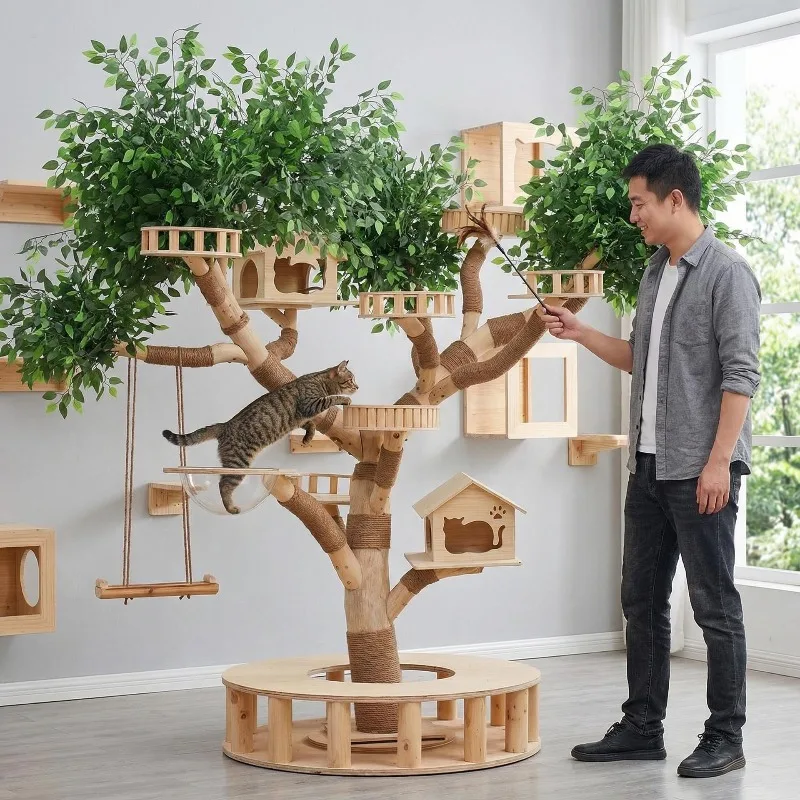 litter integrated toy, solid wood scratching column anti-cat scratching multi-functional pet toy