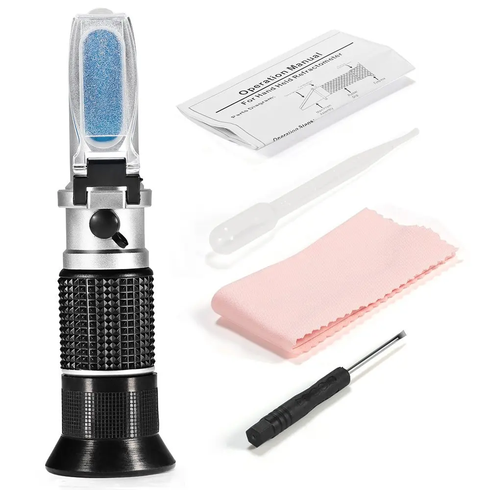 

High Precision ATC Handheld Refractometer 2 in 1 Salinity 0-28% Brix 0-32% Sugar Salt Water Concentration Meter