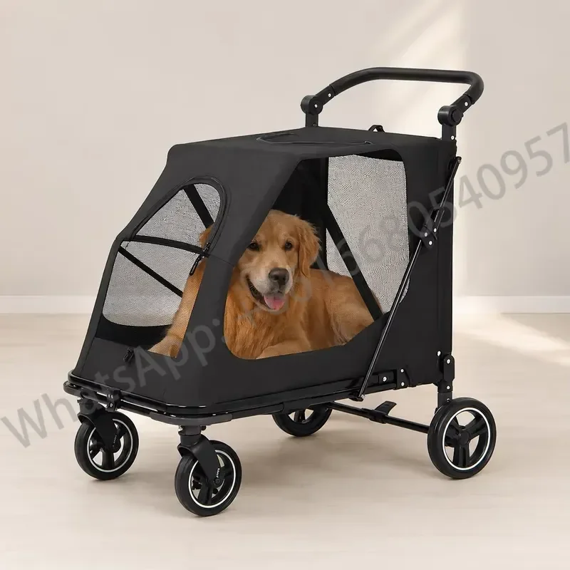 Pet Strollers for Large Dogs 80KG 2-in-1 Push Pull Mode Panoramic Skylight One-Step Brake Large Dog Stroller Factory Custom