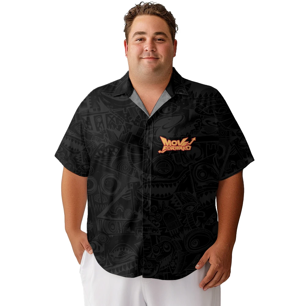 

2024 new Hawaii Men's shirts plus size Halloween town scary pumpkin bat mouse printed clothing casual short-sleeved