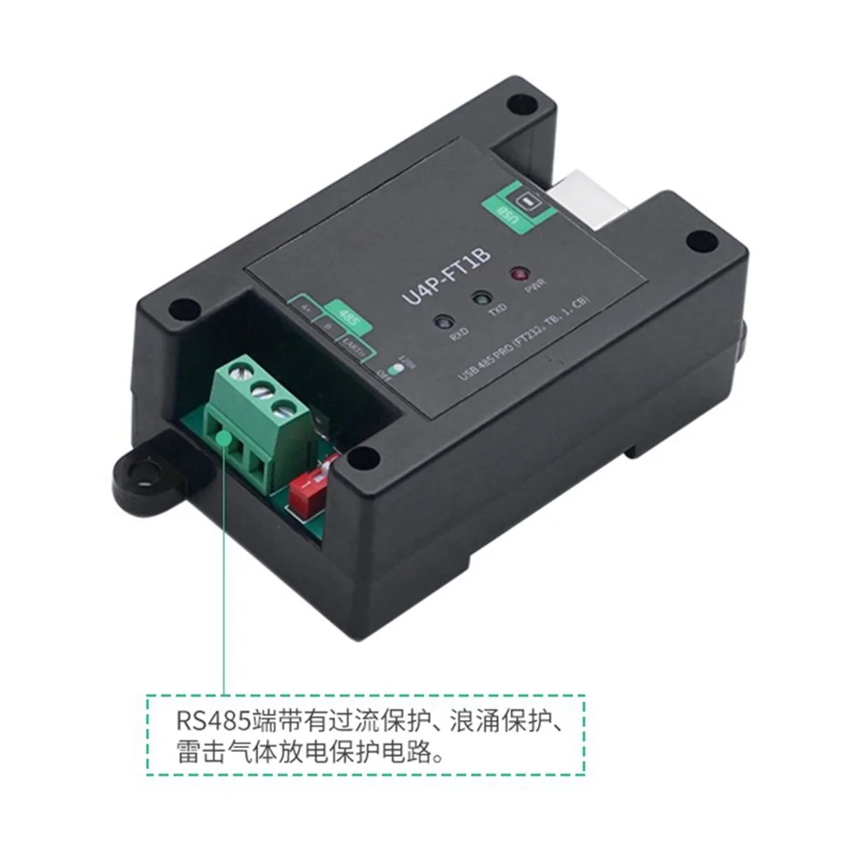 DT77 Serial Port Converter Module with Guide Rail DB9 Male/USB-B Interface U44P-FTB USB 422 485 PRO(FT232,TB, CB)