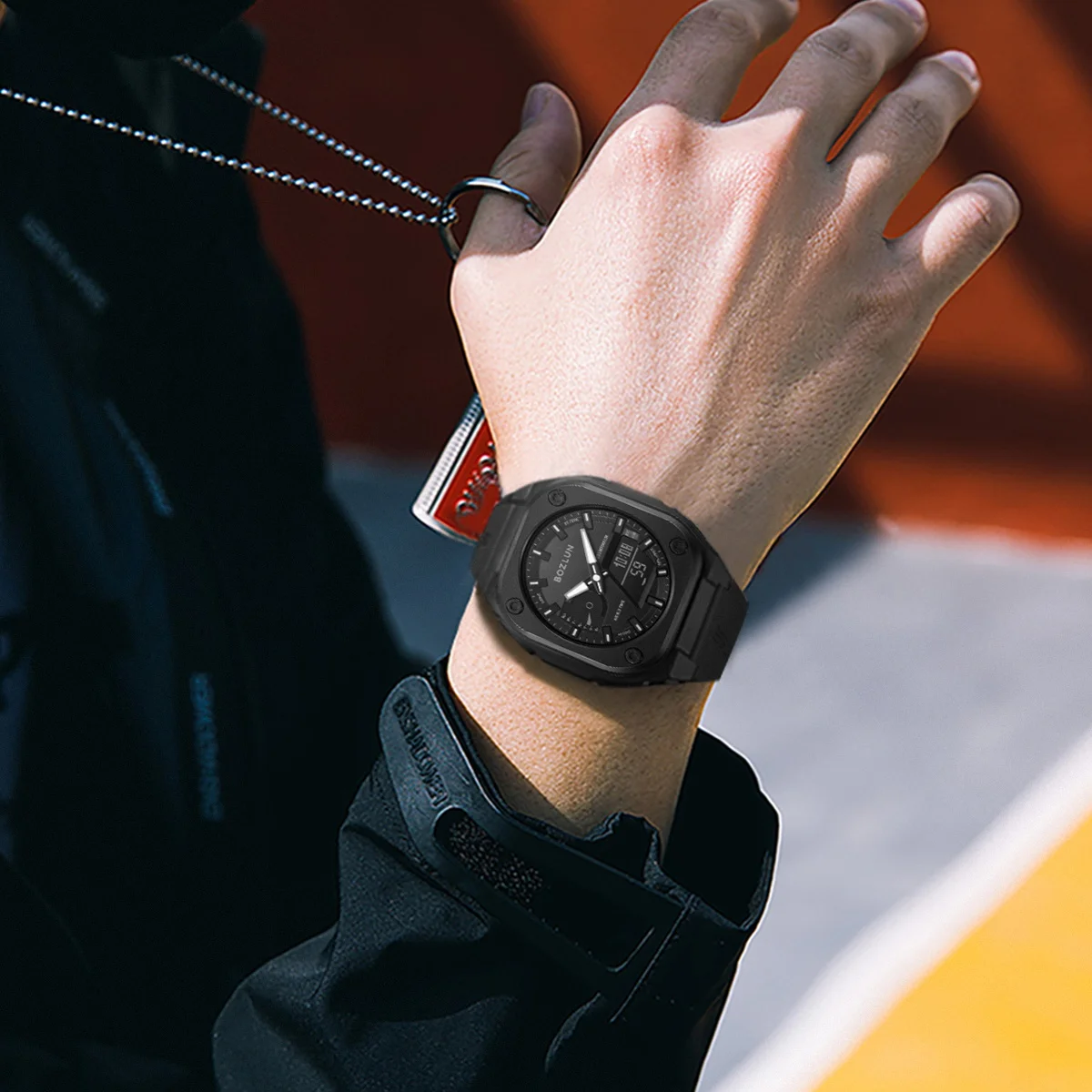 BOZLUN 5 إنذار ساعات حركة كوارتز للرجال والنساء ضوء النهار توفير الوقت ساعة اليد موضة العد التنازلي EL ضوء ساعة مقاومة للماء