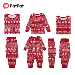 PatPat Traditional Christmas Print Family Matching Outfit Long Sleeve Pajamas Sets Party Family Clothes Set（Flame Resistant）