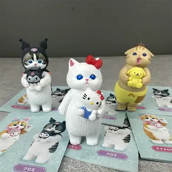 Mofusands 貓咪盲盒玩具,穿著三麗鷗角色服裝,手持可愛庫洛米、肉桂狗、Hello Kitty 收藏飾品 10 最佳銷售 三麗鷗盲盒 - №8