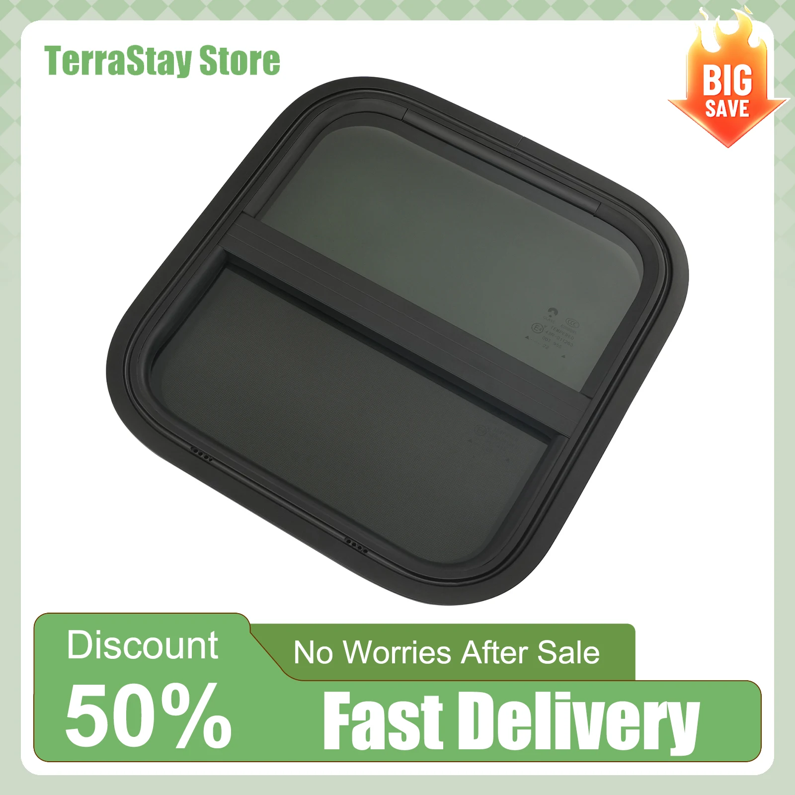 

RV Vertical Sliding Window High Privacy UV-proof Anti-mosquito Screen 20% Transmittance Waterproof Easy Installation Fixed Lock