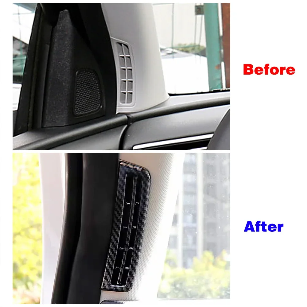 For Hyundai Tucson NX4 2021 2023 Car A Pillar Air Conditioner AC Outlet Vent Frame Cover Trim Carbon Pattern Decorate Refit