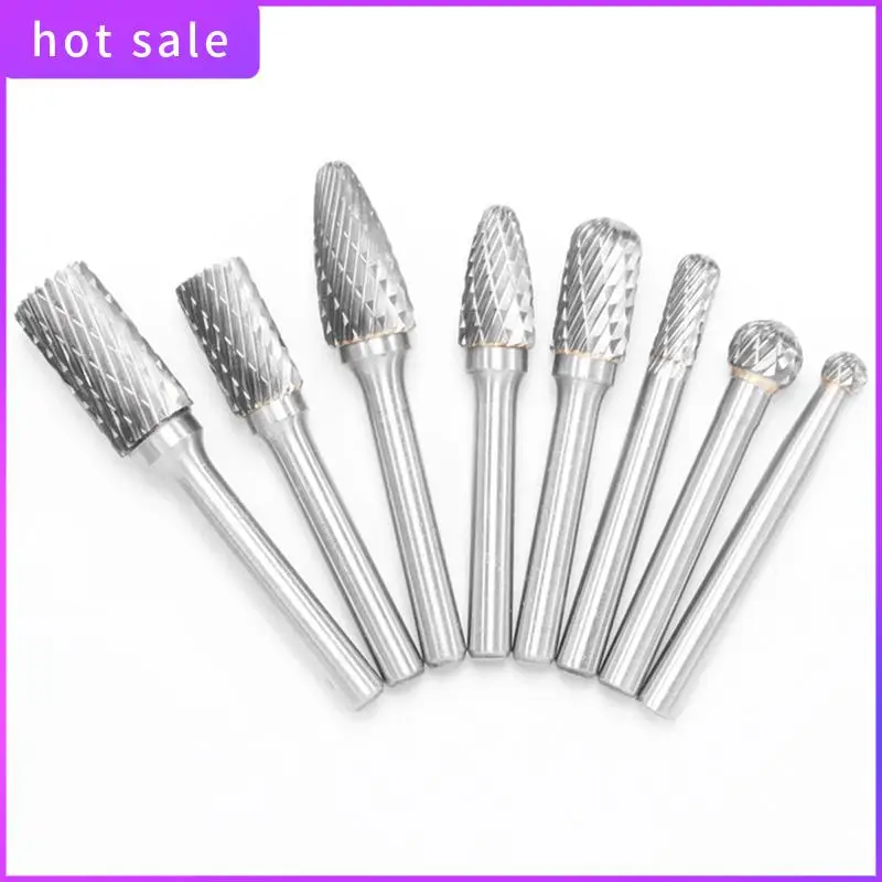 

8Pcs Tungsten Steel Grinding Head Carbide Rotary File Set Kit Double Groove Metal Woodcarving Polishing Alloy Grinding Head Kit
