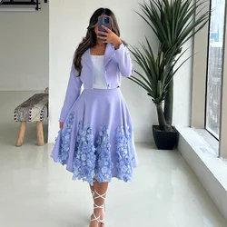 Customized JiayigongJersey Draped Flower Clubbing A-line Square Collar Bespoke Occasion Gown Knee Length Dresses Evening Saudi A