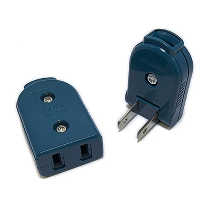 1Pc 2 Pin Type A Rewirable Power Plug Set, 90 Degree Rotatable Male & Female Wiring Connector, USA Japan Mexico AC Power Socket