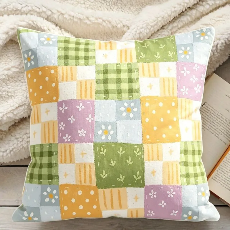 Daisy Patchwork Pillow Covers Pattern Cushion Cover Suitable for Sofa Bedroom Car Pillow Cover