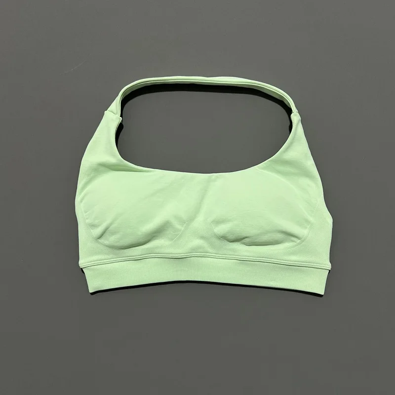HISTELLO Sport-BH für Damen, nahtlos, Yoga-Unterwäsche, Neckholder-Riemen, offenes Rückendesign, Gym-Top, Workout, Fitness, Lauf-BH