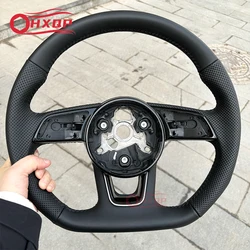 Black Stitched Leather Perforated Steering Wheel Suitable for Audi A4 B9 A3 A5 Without Heating Function