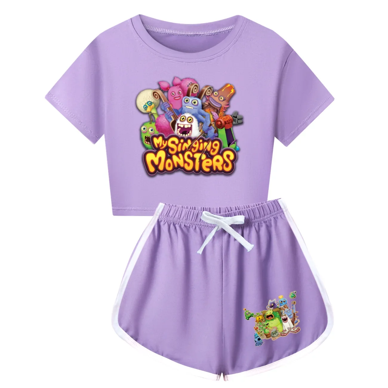 Cartoon meine singenden Monster Kleidung Kinder Sommerkleid ung Baby Mädchen Kurzarm T-Shirt Shorts 2 stücke Set Teenager Jungen Sporta nzüge