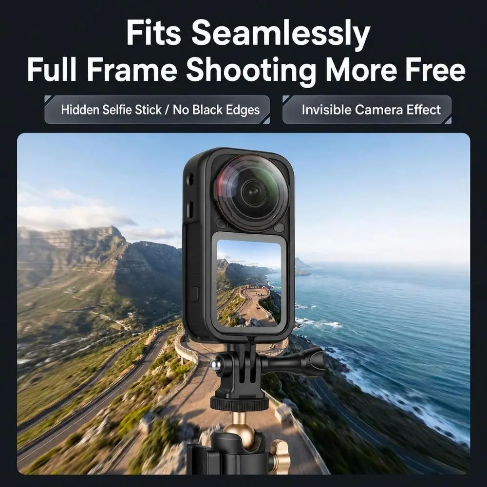 Shock Resistant Camera Mounting Cage PVC Open Frame Camera Protective Frame Precise Cutouts Mount Adapter for Insta 360 X6