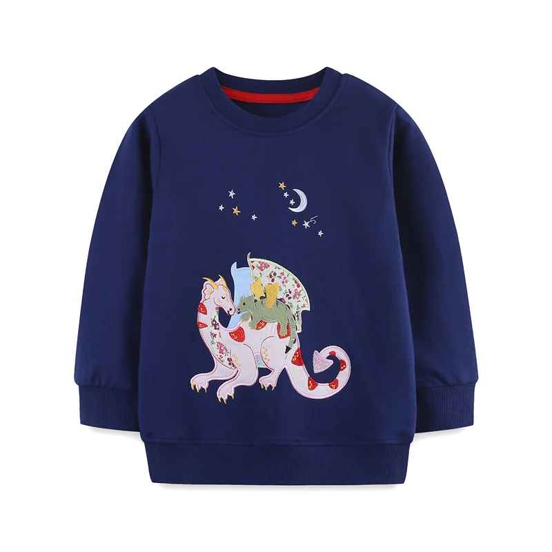 Jumping Meters 2-7T Dragon Girls Sweatshirts Autumn Spring Kids Clothes Sport Baby Shirts Kids Tops Animals Embroidery Shirts