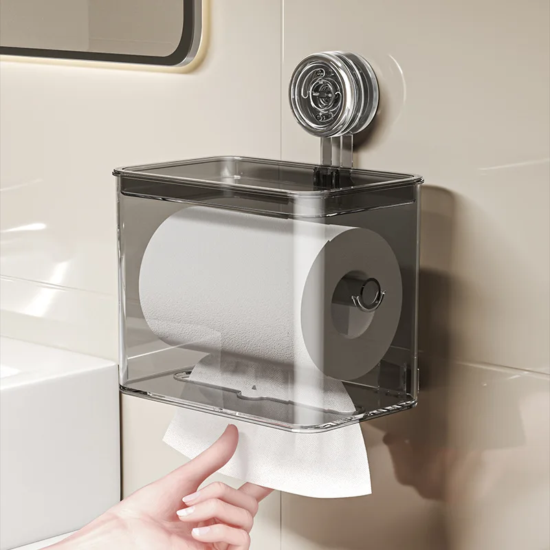 Portable Suction Cup Toilet Paper Holder Durable Waterproof Suction Paper Holder Tissue Case for Bathrooms and Bedrooms
