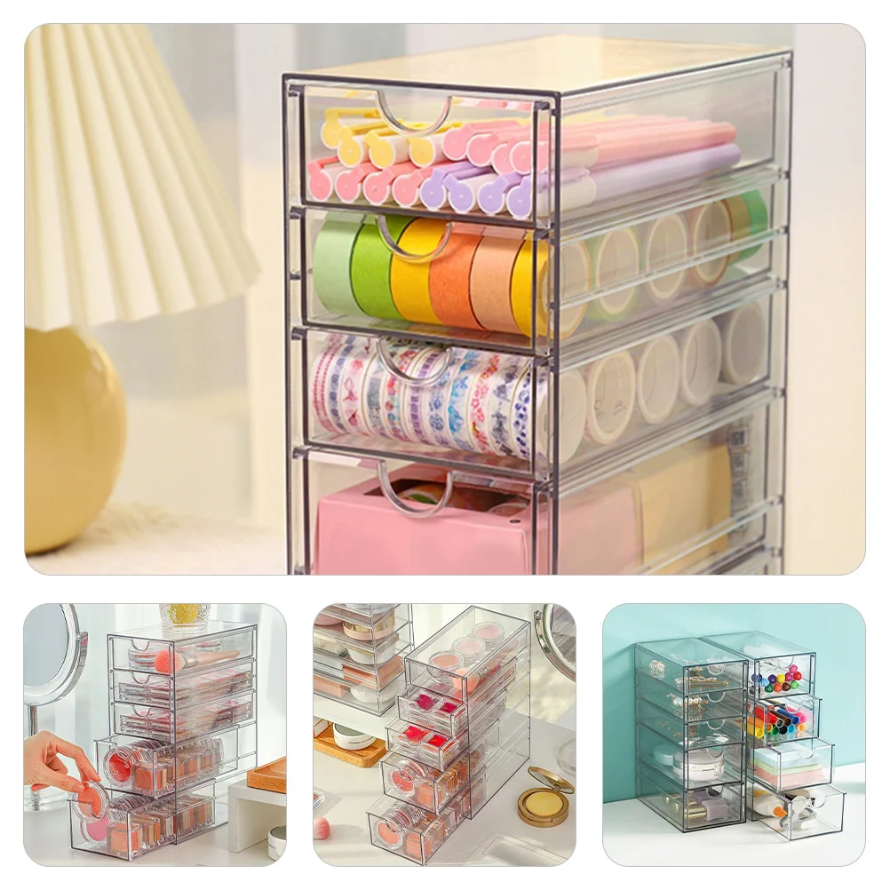 

Multi-Layer Storage Box Transparent Desktop Organizer Drawer Type For Makeup Stationery Vanity Tabletop Storage Case