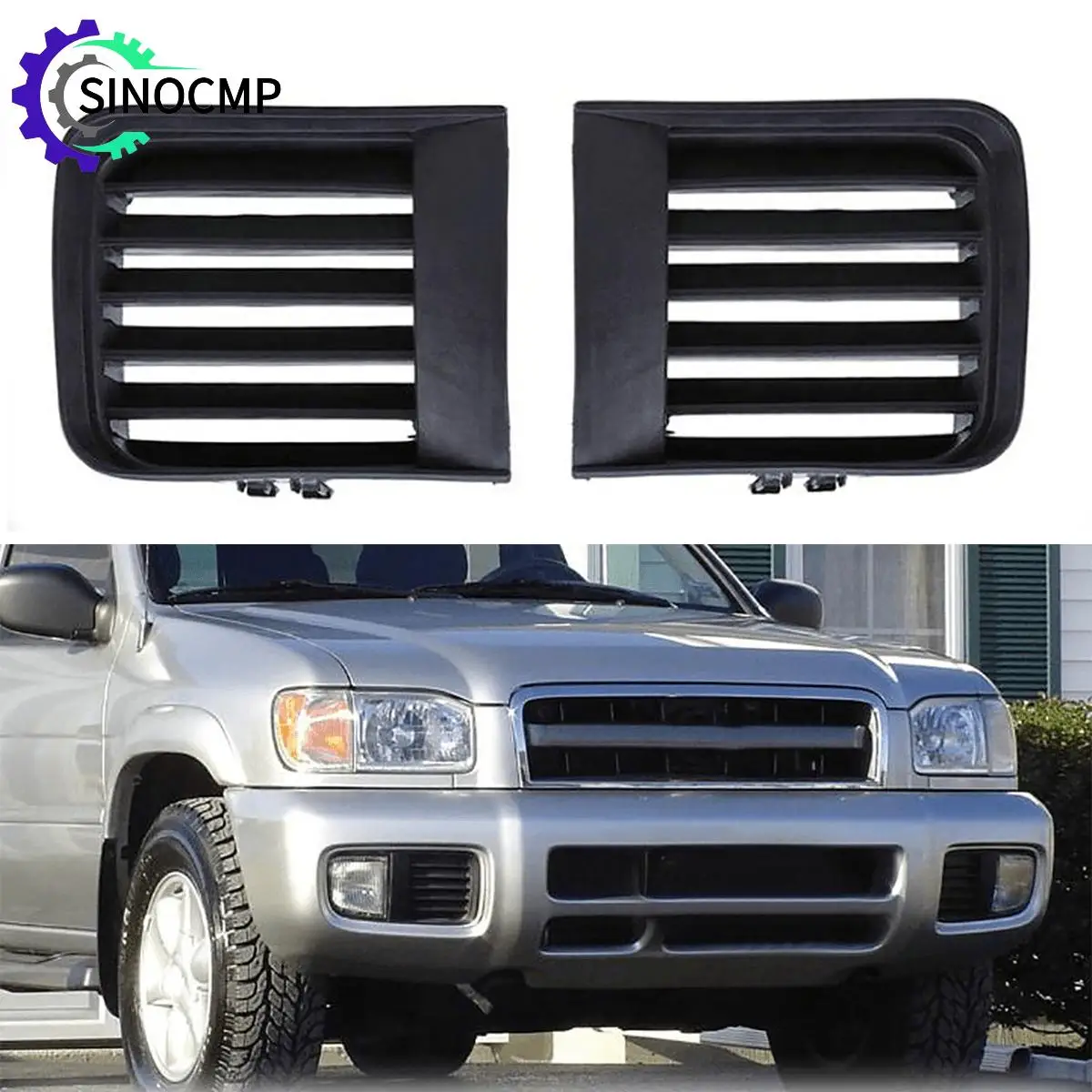 

2Pcs Front Bumper Fog Light Grill Cover for Nissan Pathfinder R50 1999-2004 62256-2W100 62257-2W100 622562W100 622572W100