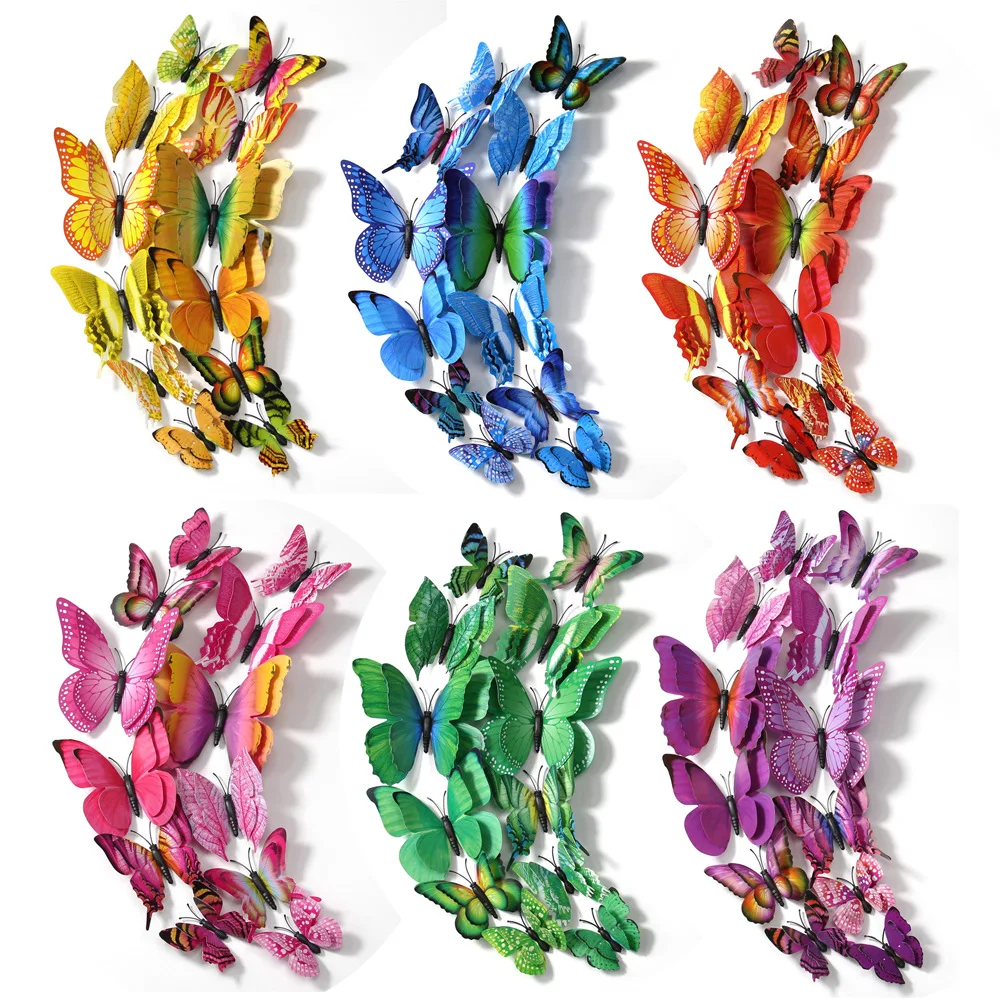 Simulated Double-layer Butterfly Wall Sticker Decoration Children's Room Home Decor Scene Layout Props