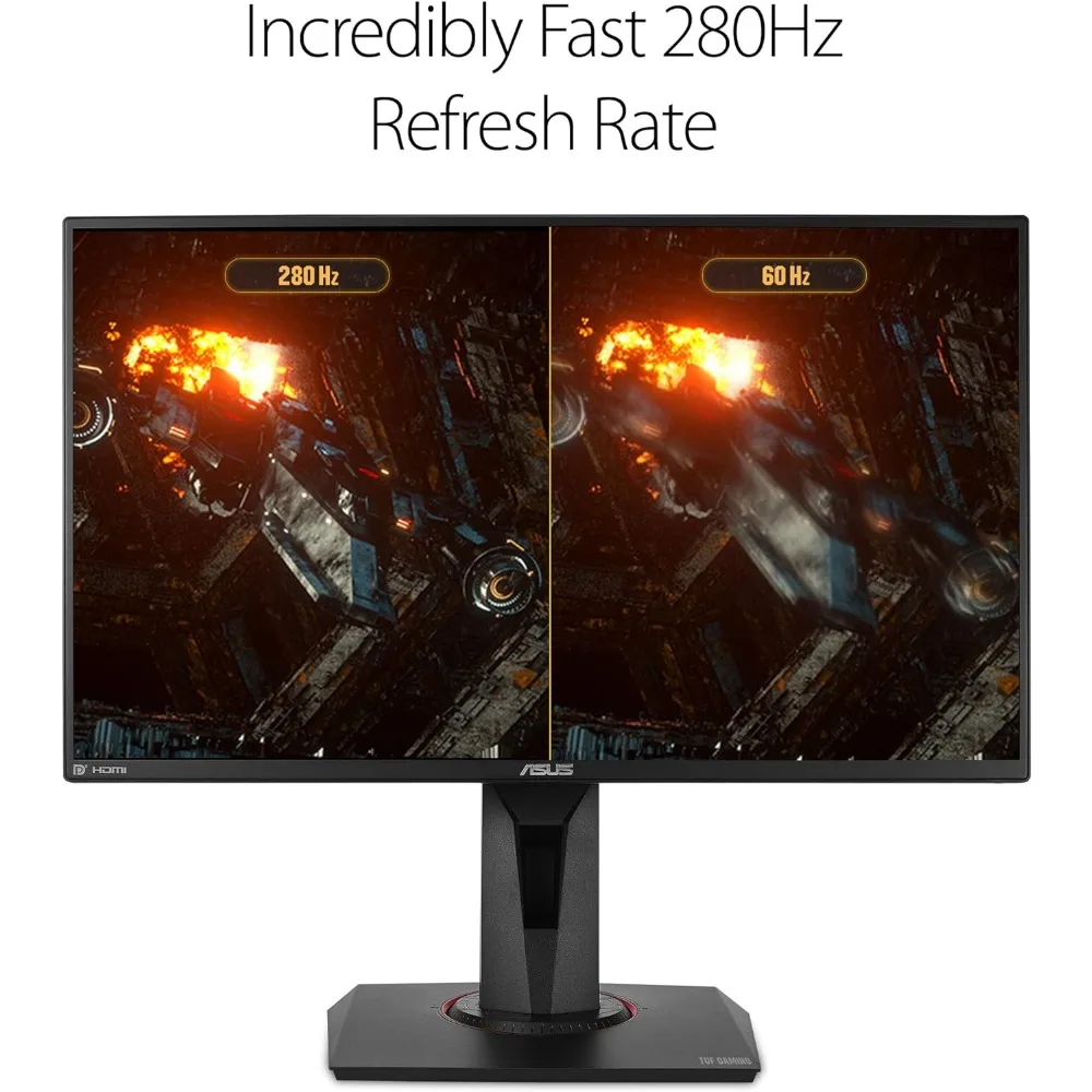 VG259QM เกม TUF 24.5 ”จอภาพ, 1080p Full HD (1920x1080), IP ที่รวดเร็ว, 280Hz, เข้ากันได้กับ G-SYNC,